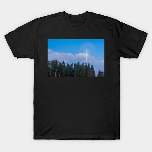 Wind turbine near Kniebis, Black Forest, Germany T-Shirt by mbangert